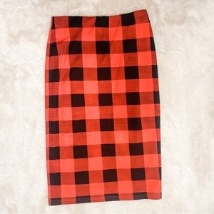 Buffalo Plaid Pencil Skirt